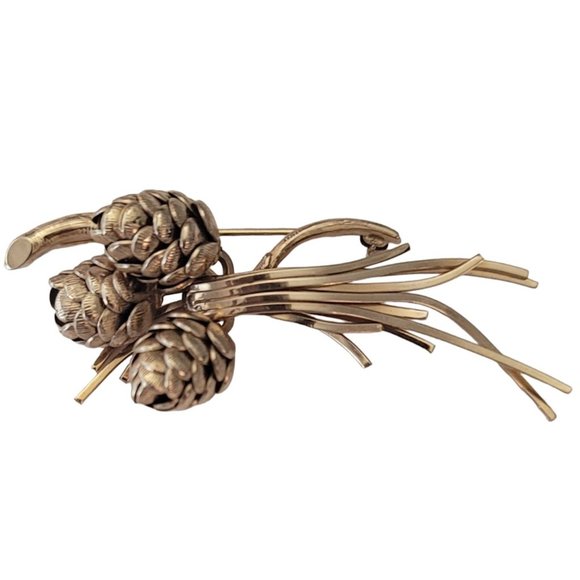 1-20 12K GF Gold Filled Pine Cone Limb Brooch E580 - Picture 9 of 9